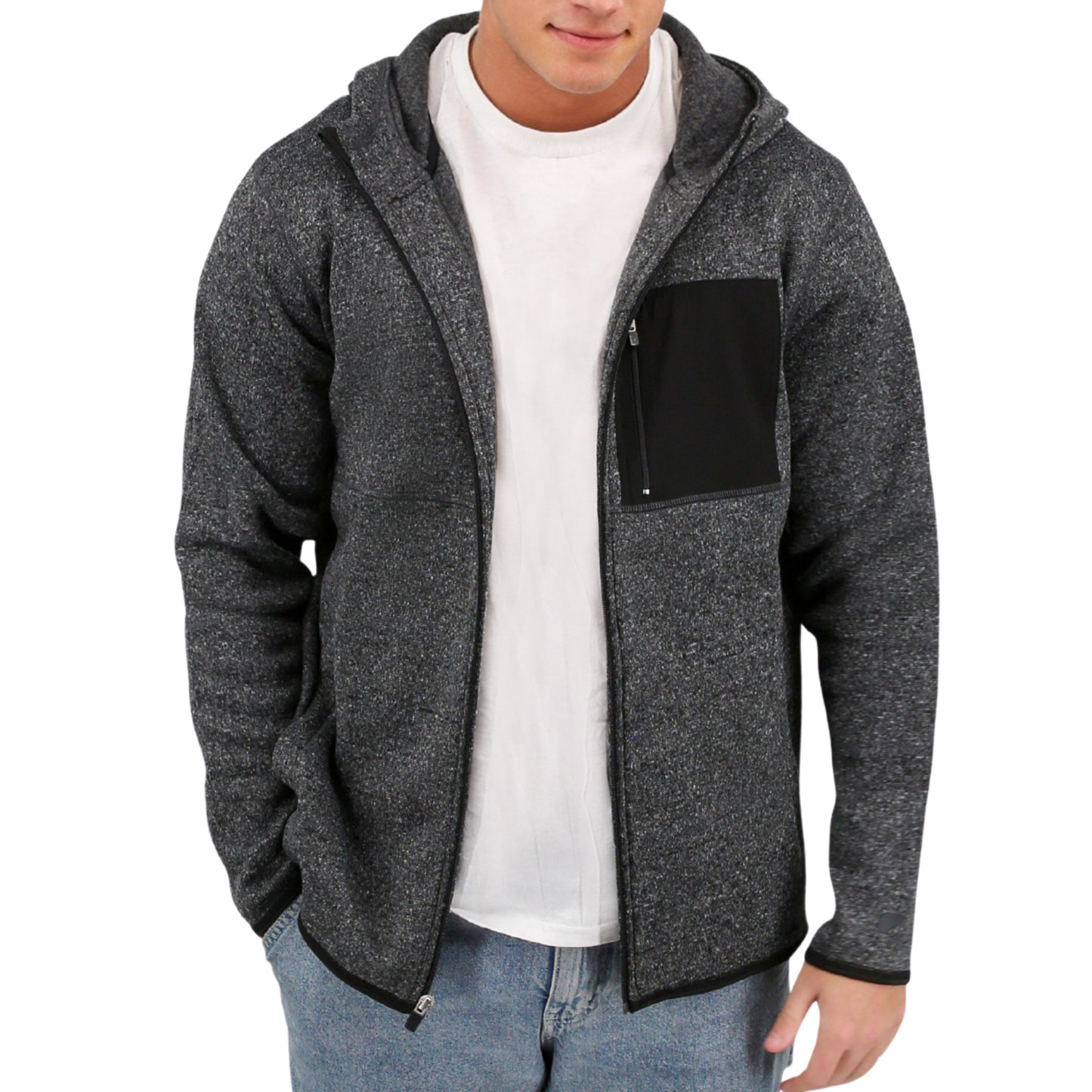 Recycled Hoodie Full Zip Multi-Media Sweater Fleece