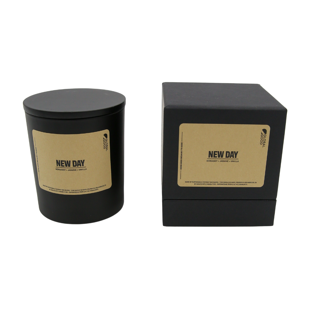 Heavy Rock Glass Candle with Lid & Box