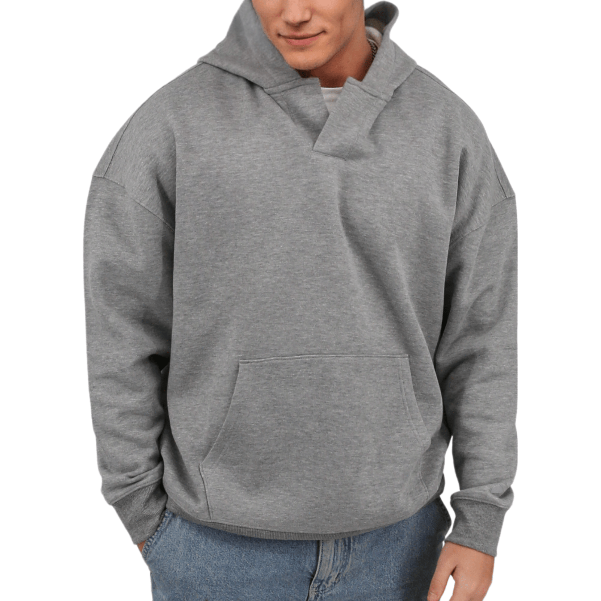 Organic Blend Oversized Crossover Neck Hoodie - TO THE MARKET