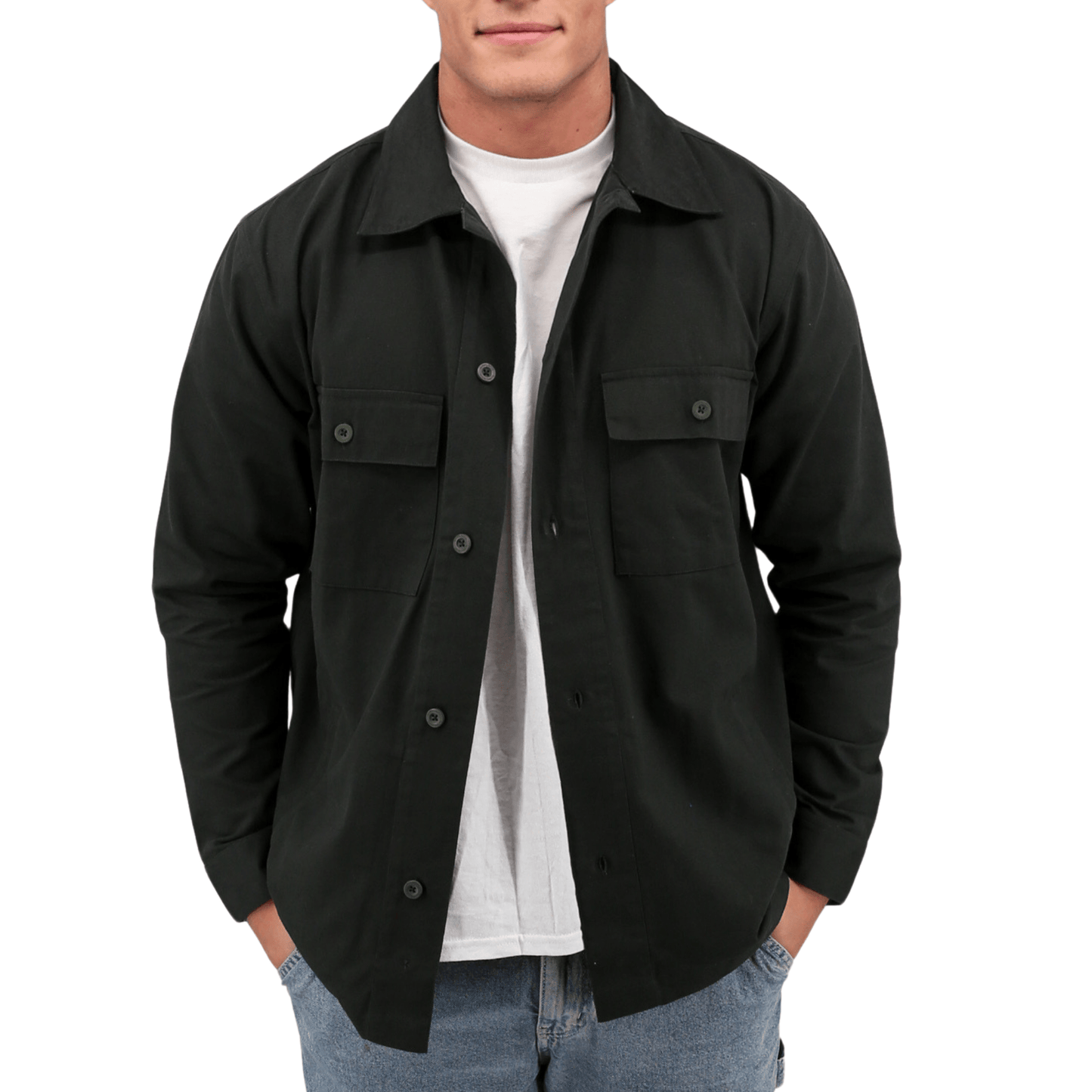 Organic Twill Flap Patch Pocket Shacket - TO THE MARKET