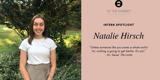 "Intern Spotlight: Natalie Hirsch" with a headshot of Natalie on the left