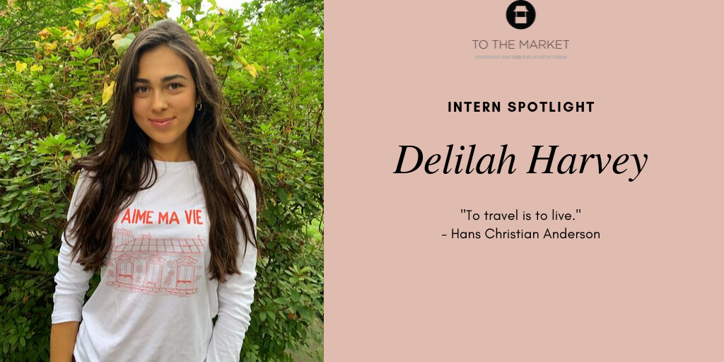 "Intern Spotlight: Delilah Harvey" with a headshot of Delilah on the left