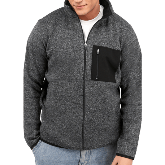 Men's Recycled Mock Neck Full Zip Multi - Media Sweater Fleece - TO THE MARKET